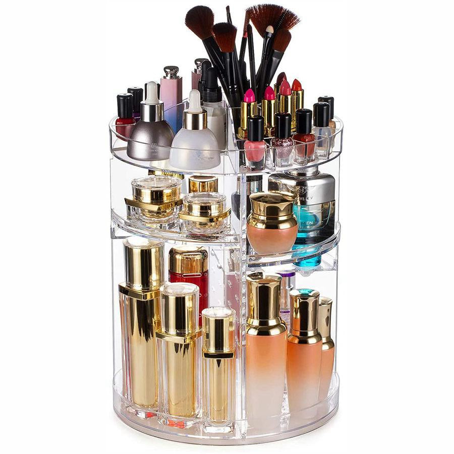 360° Rotating Crystal Makeup Organizer