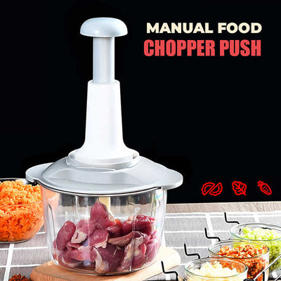 Double Blade Hand Push Chopper & Meat Mincer
